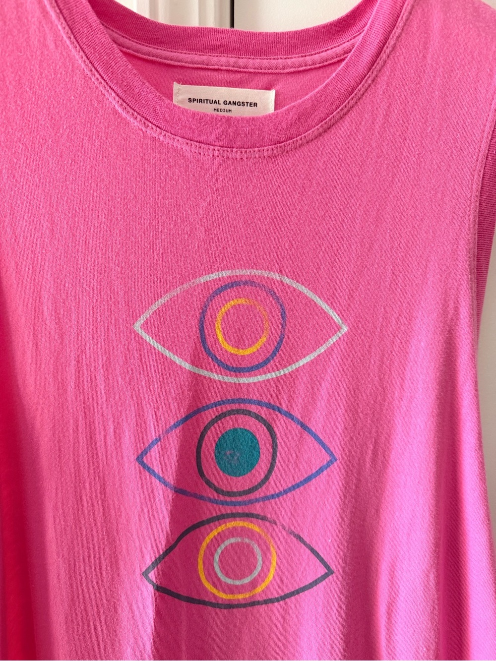 Spiritual Gangster Hot Pink Sleeveless Eye Graphic Maxi Dress - Picture 2 of 2